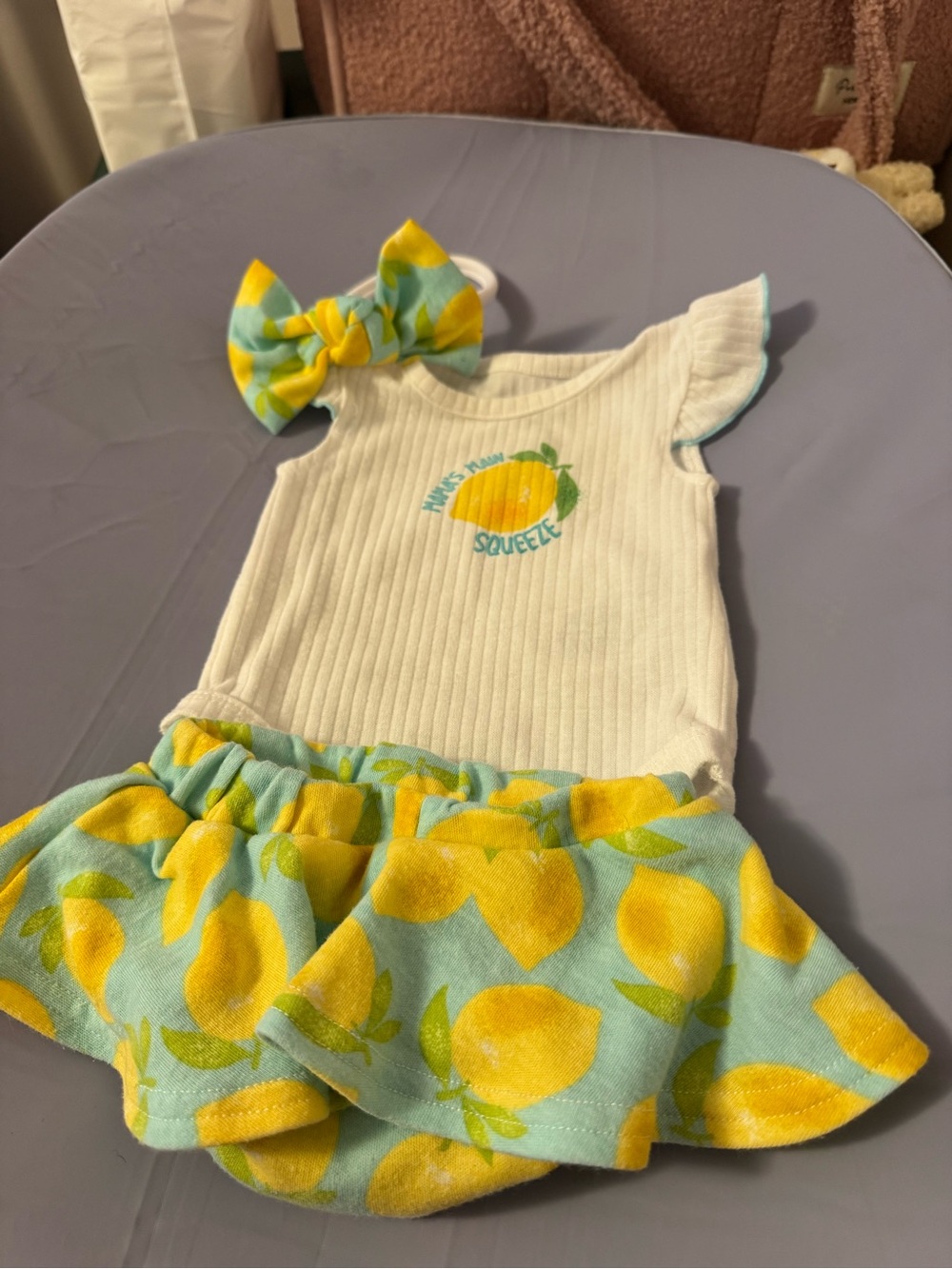 Baby Essentials Cream Ribbed Romper with Teal and Green Accents